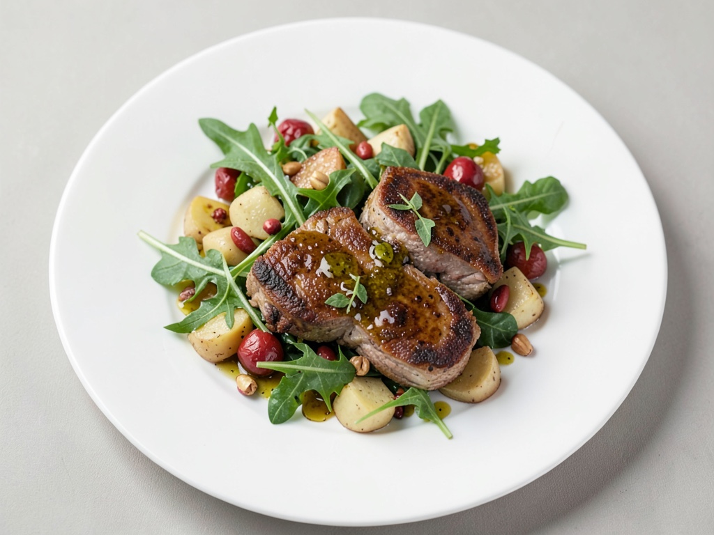 Schnitzel autunnale con insalata di spinacino e patate