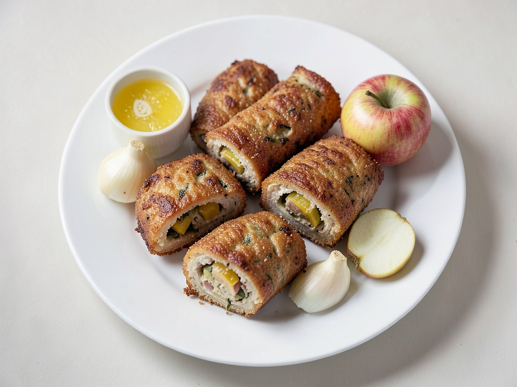 Harengs frits avec farce aux pommes et oignons
