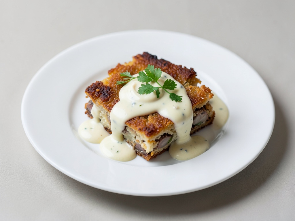 Specialità di aringhe croccanti con salsa alla panna