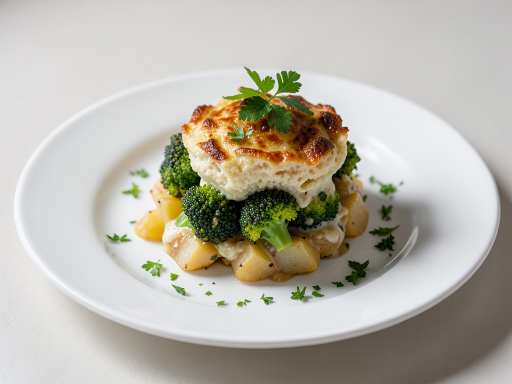 Soufflé salé au brocoli et aux pommes de terre