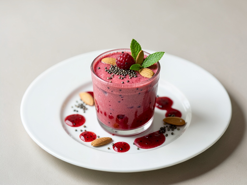 Frullato fruttato ai lamponi con chia e mandorle