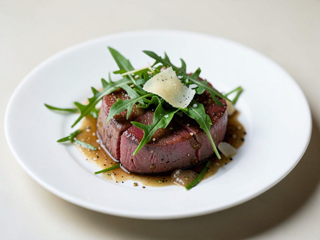 Carpaccio di cervo tenero con rucola e parmigiano