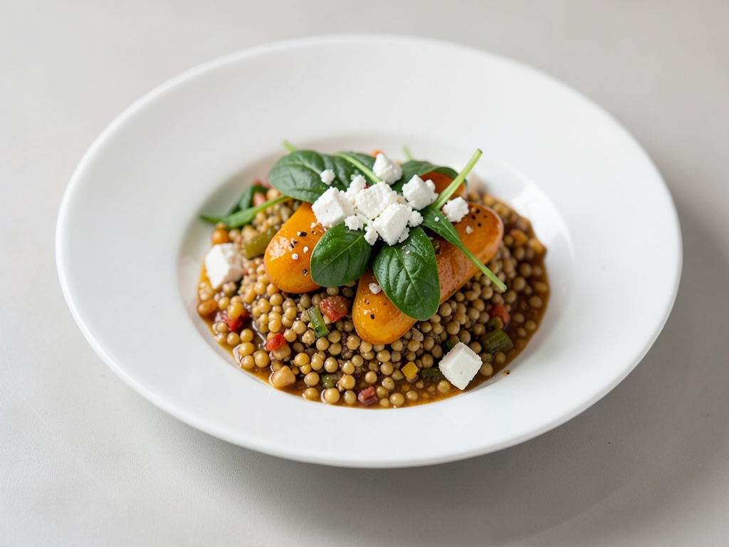 Padella di miglio con zucca, spinaci e feta