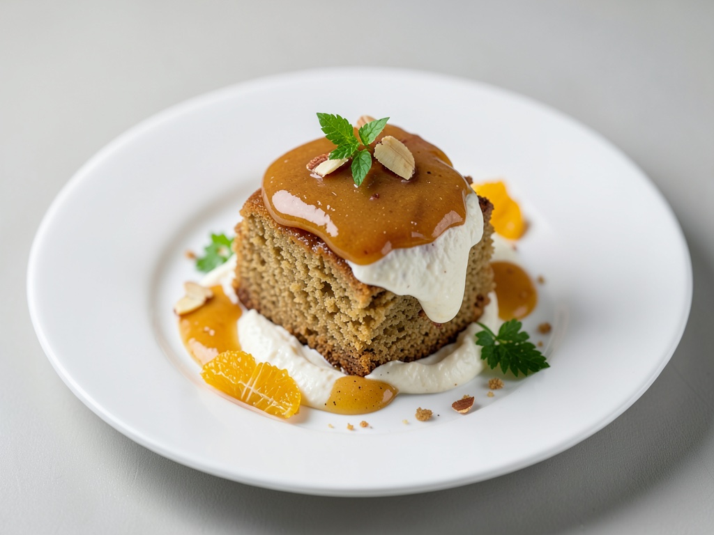 Succulenta torta di miele con crema fresca all'arancia e mandorla