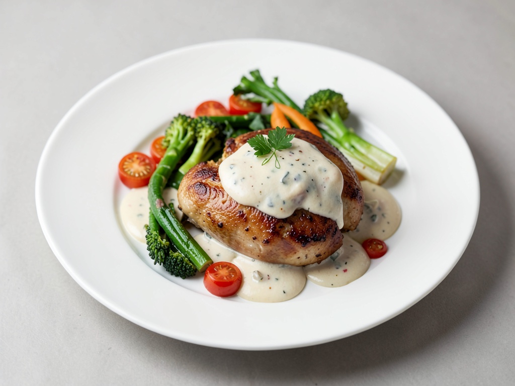 Pollo in salsa di vino bianco con verdure fresche