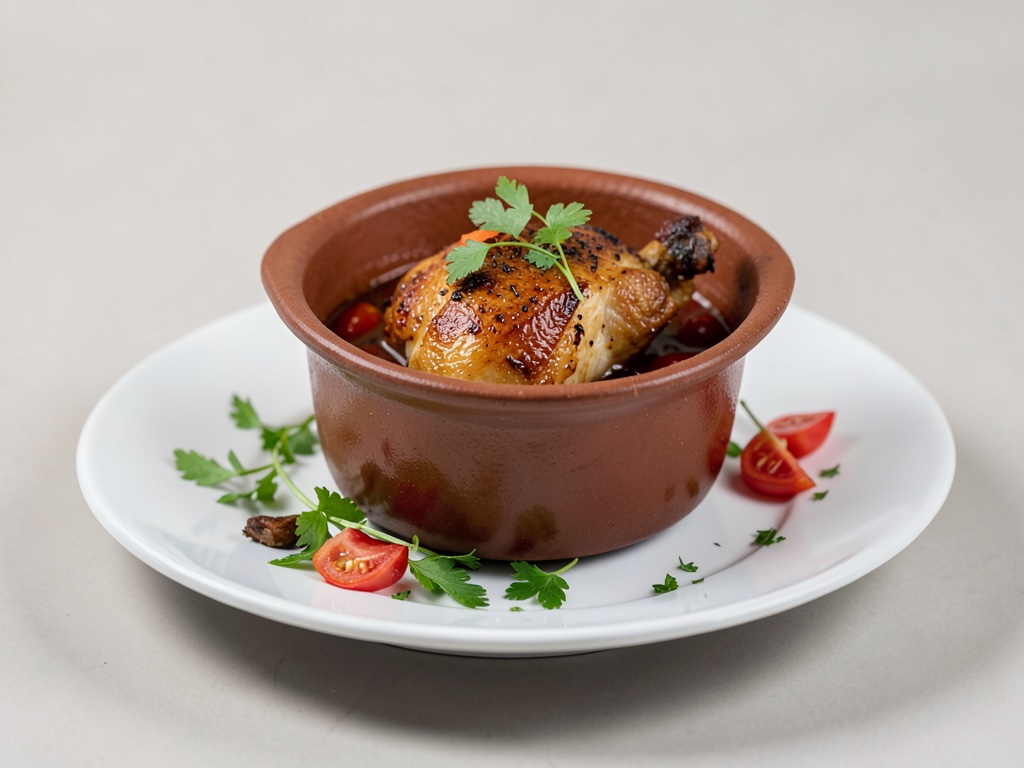 Pollo nel profumo di birra in pentola di terracotta