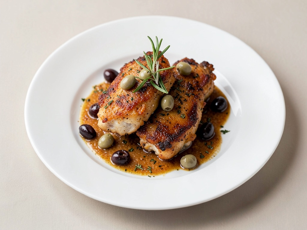Pollo croccante al rosmarino e olive