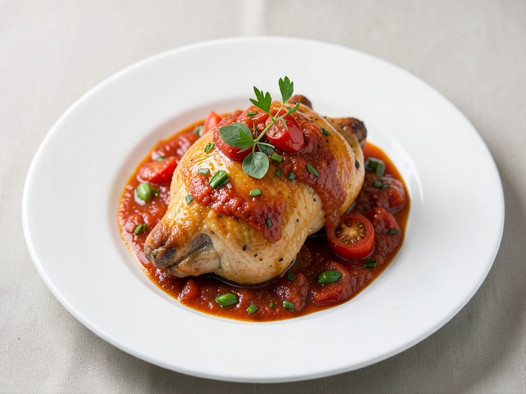 Pollo con salsa al pomodoro e basilico