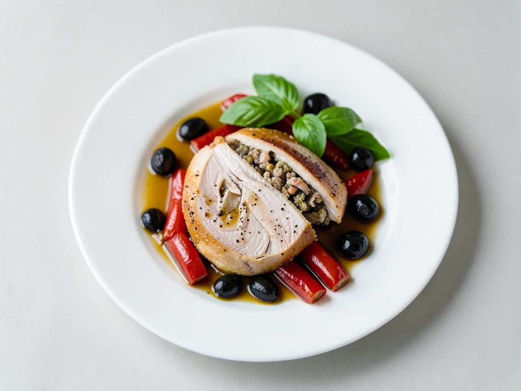 Petto di pollo ripieno con ripieno mediterraneo