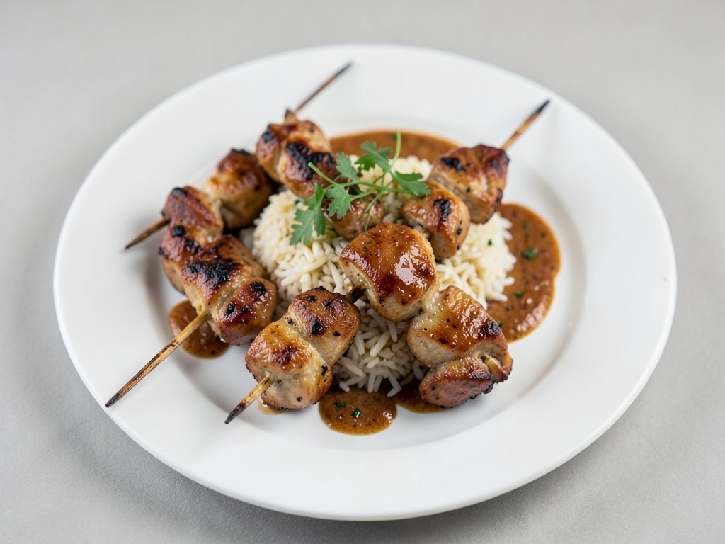 Brochettes de poulet au riz