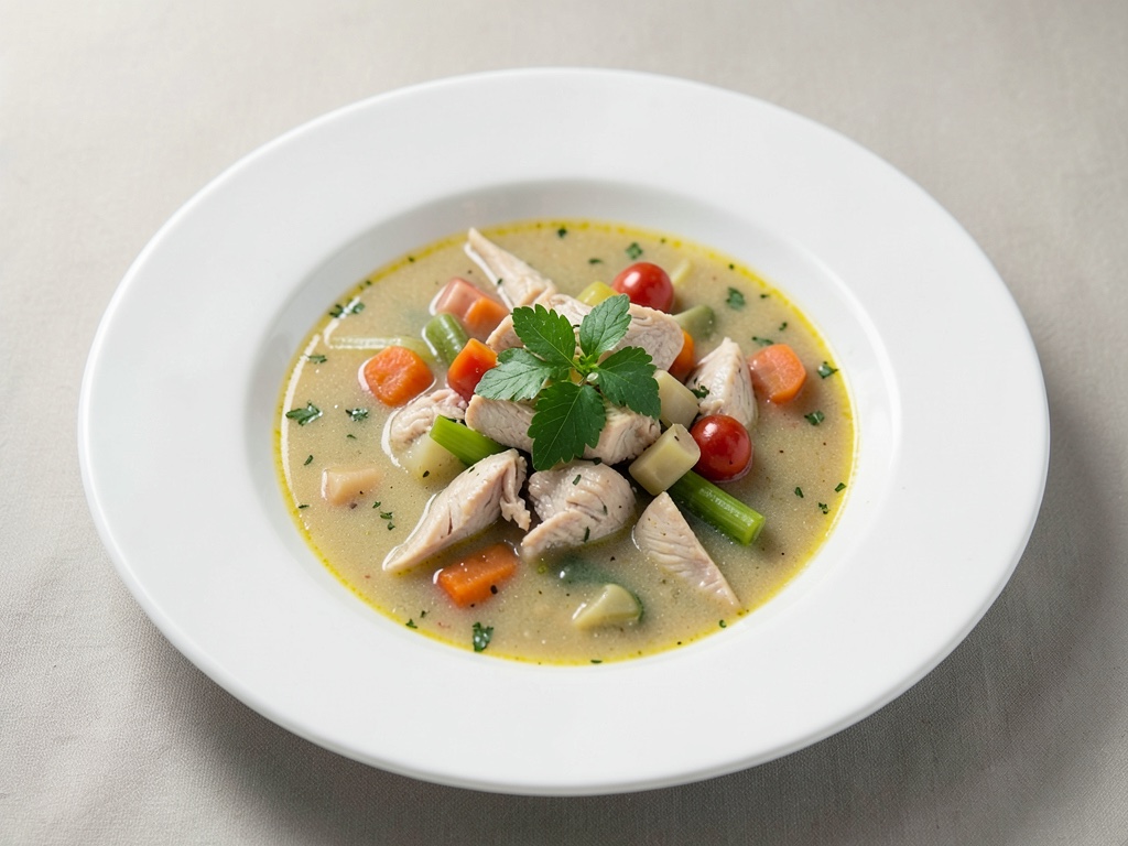 Soupe légère de poulet et légumes