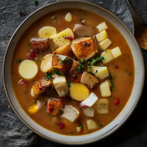 Soupe chaude au poulet et aux navets