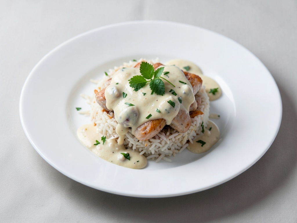 Fricassée de poulet crémeuse au riz