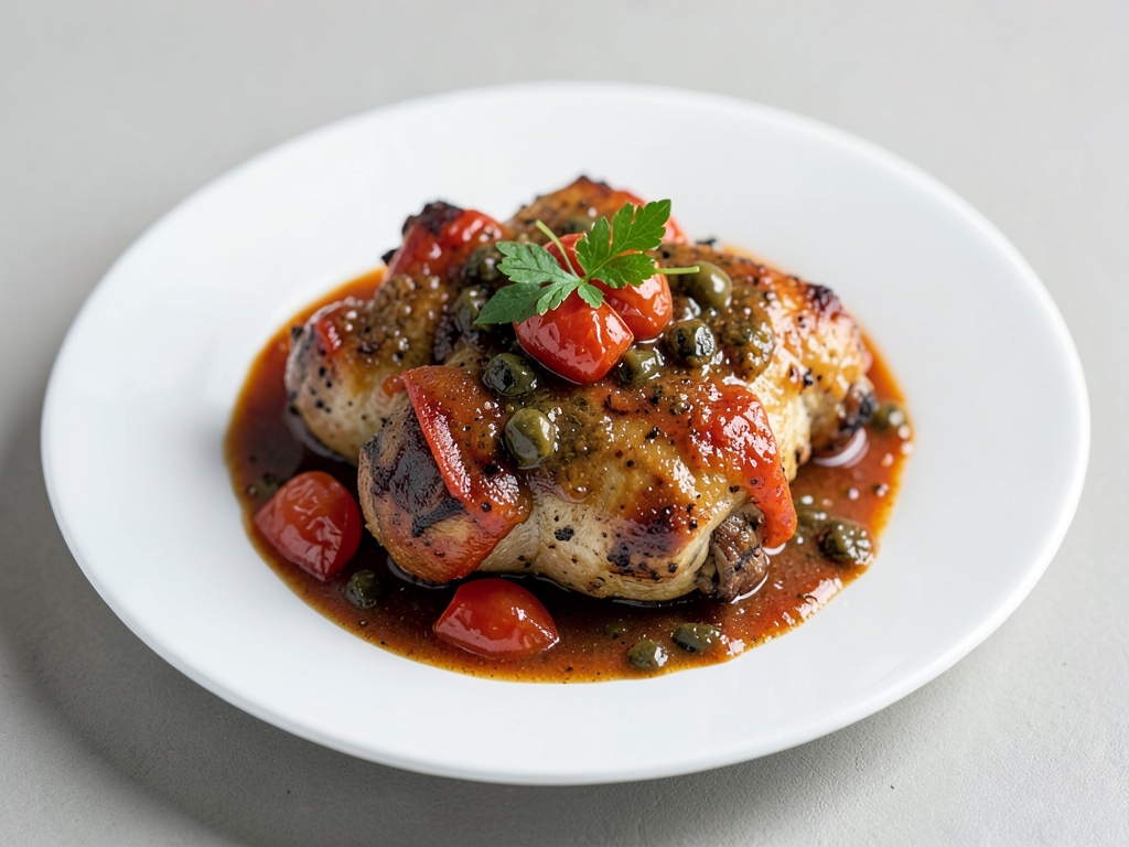 Mediterrane Hähnchenschenkel mit Tomate & Olive