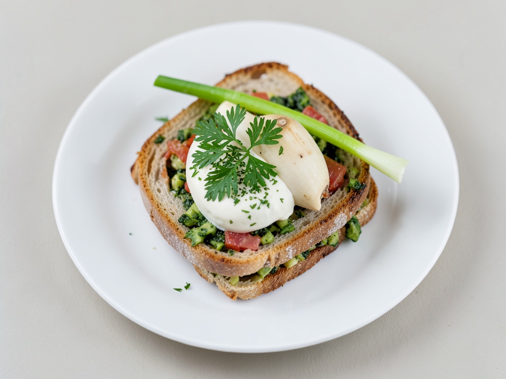 Sandwich croustillant au fromage cottage et aux légumes