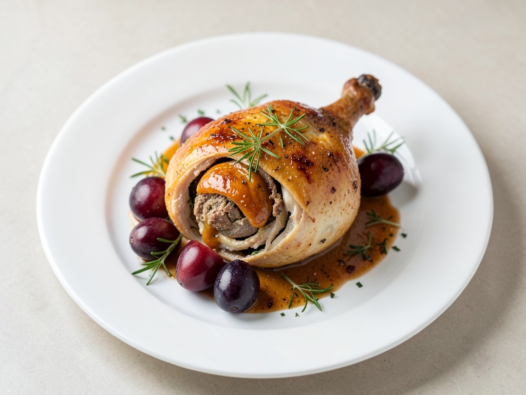 Pollo al forno ripieno di prugne