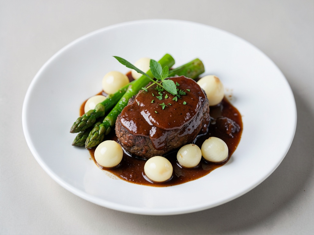 Coq au Vin con asparago verde e cipolline
