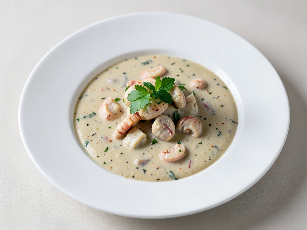 Zuppa cremosa di astice e pesce