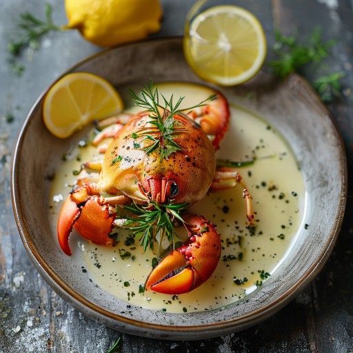 Homard en sauce au citron et au beurre avec estragon