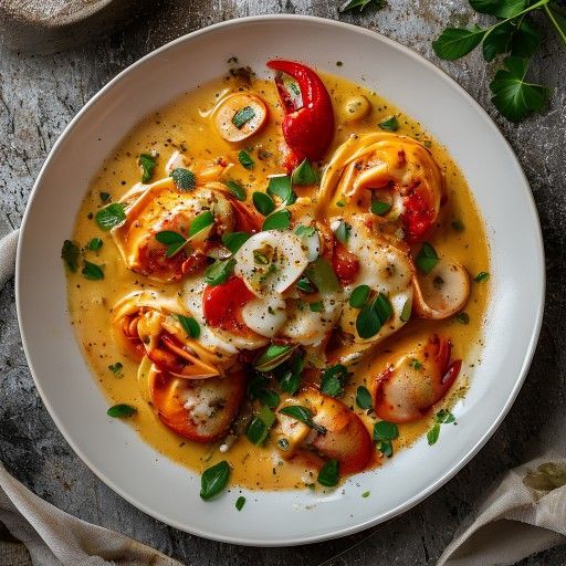 Ravioli di aragosta in salsa di pomodoro cremosa