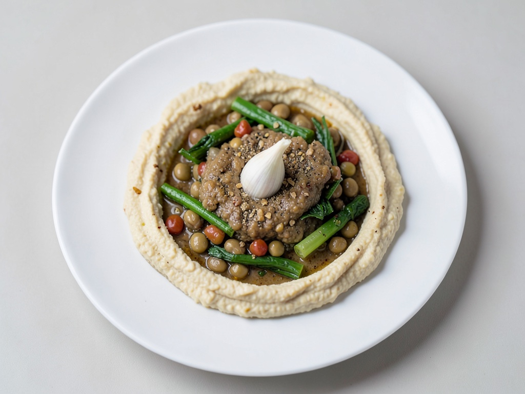 Hummus cremoso con verdure calde