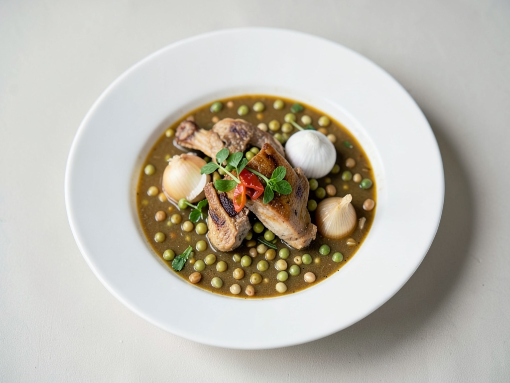 Sopa aromática de lentejas y pollo