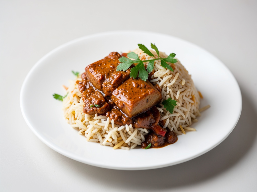 Tofu Makhani indiano con riso Basmati alle mandorle