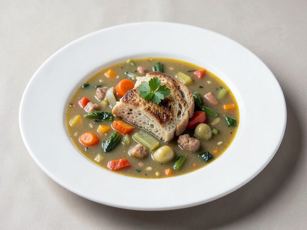 Soupe italienne Ribollita savoureuse avec du pain