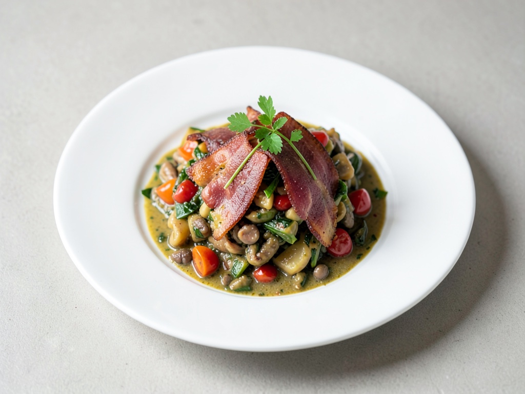 Minestrone savoureuse avec pancetta croustillante