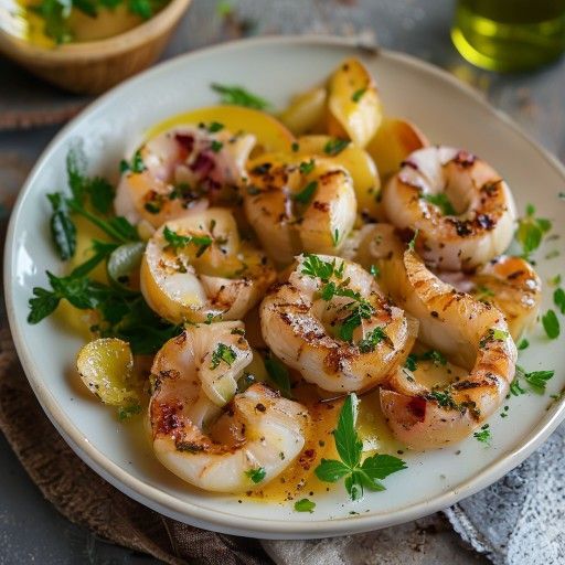 Coquilles Saint-Jaques sautées sur salade de pommes croquante