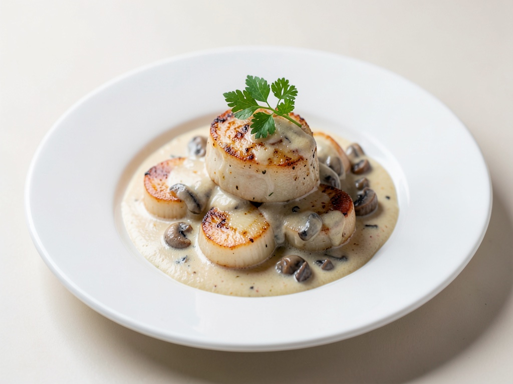 Gamberi di mare saltati in salsa cremosa ai funghi e panna