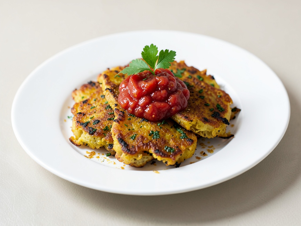 Tortitas de maíz jamaicanas con chutney de tomate picante