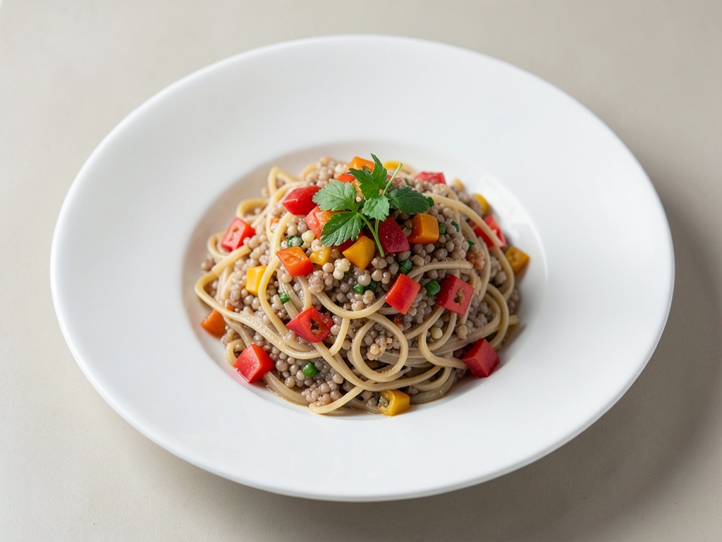 Fettuccine di grano saraceno con cubetti di peperone