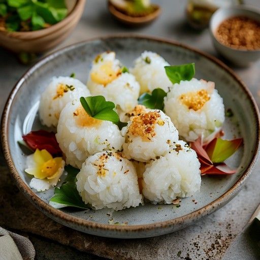Polpettine di riso giapponesi croccanti con pasta di loto