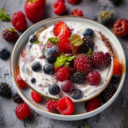 Divertimento fruttato allo yogurt e ai frutti di bosco