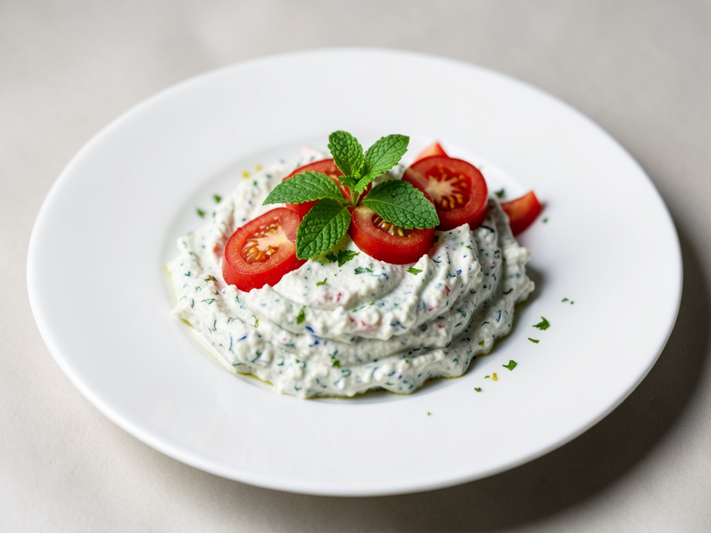 Dip fresco allo yogurt e aglio con pomodoro e menta