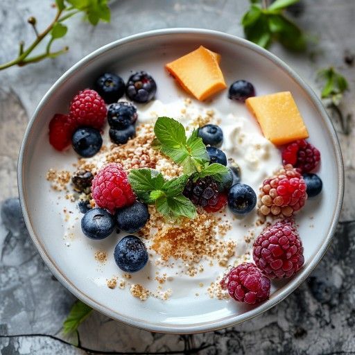 Granola crujiente de yogur con bayas