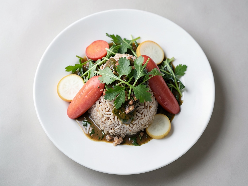 Insalata di riso selvatico con verdure fresche e condimento alle erbe