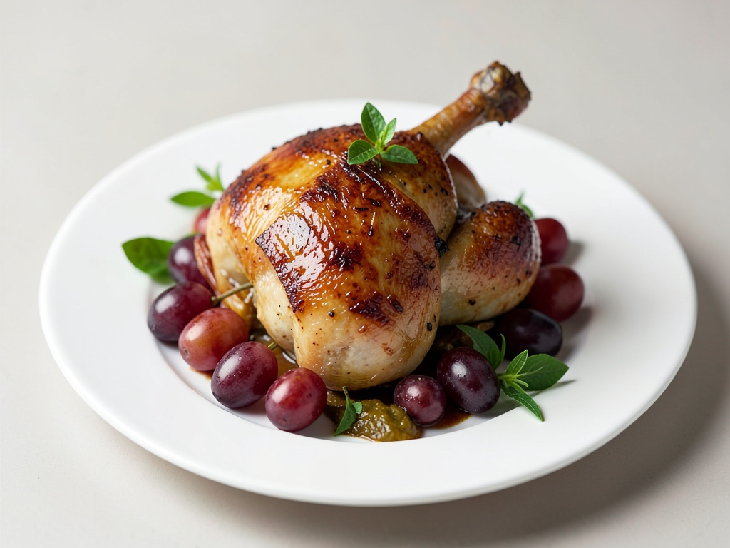 Pollo arrosto con uva