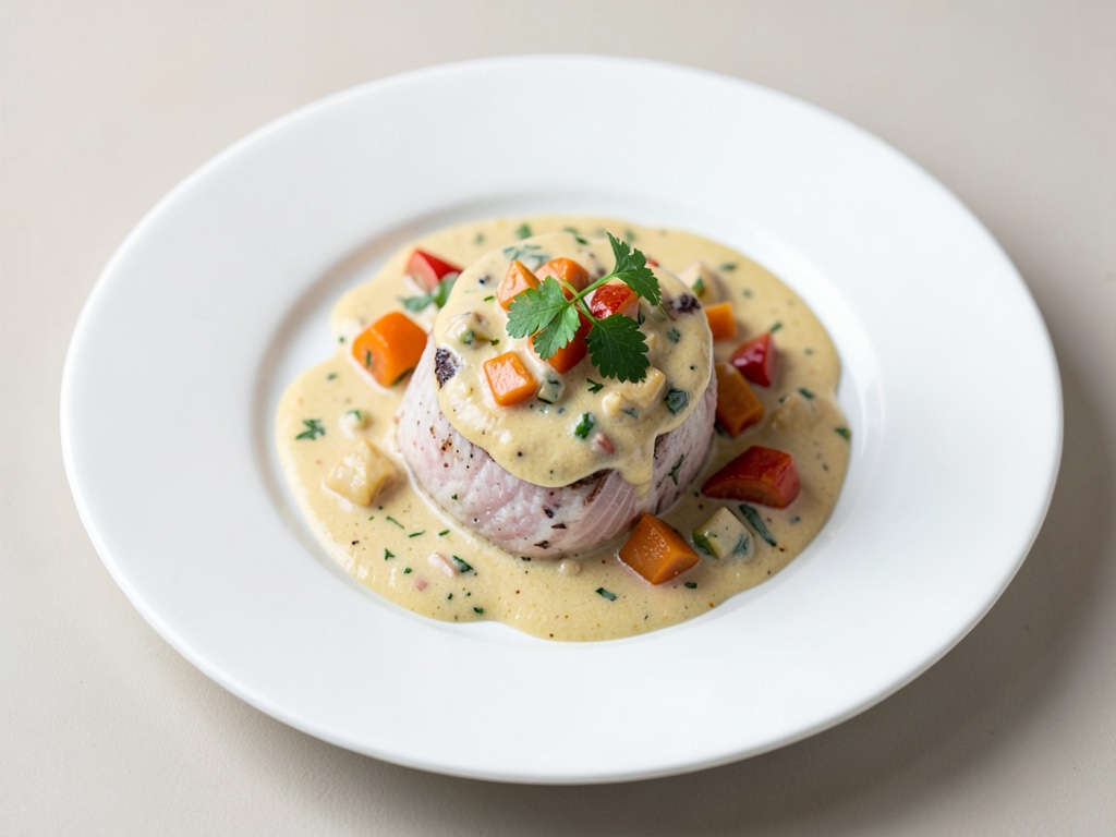 Merluzzo in salsa cremosa di cocco e verdure