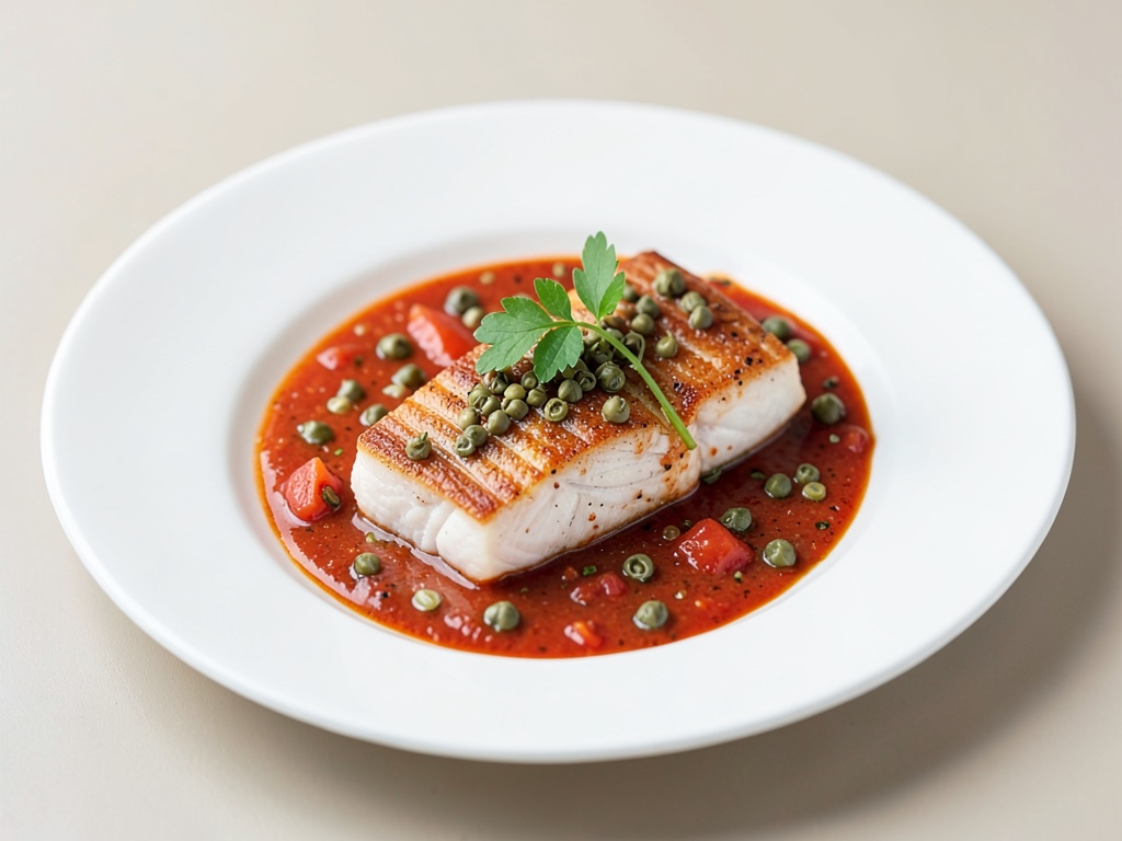 Filetti di merluzzo in salsa piccante ai capperi e pomodori