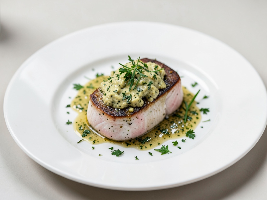 Cod fillet with herb horseradish topping