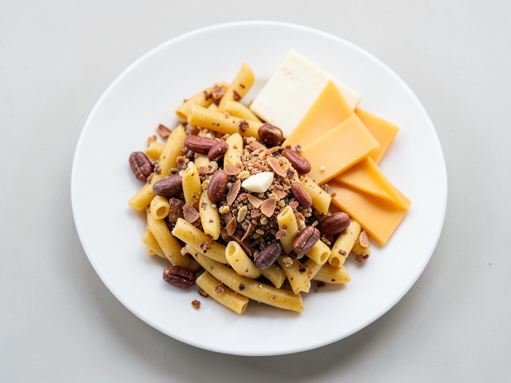 Maccheroni al formaggio con briciole di noci pecan