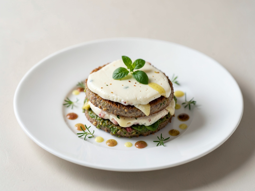 Strati di formaggio di capra e basilico