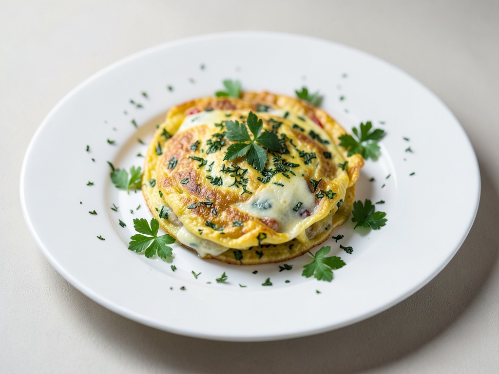 Tortilla de queso y hierbas en la sartén