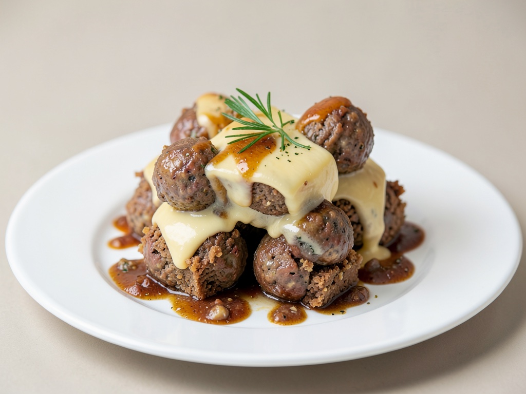 Torrette di Pumpernickel al formaggio con polpettine di carne