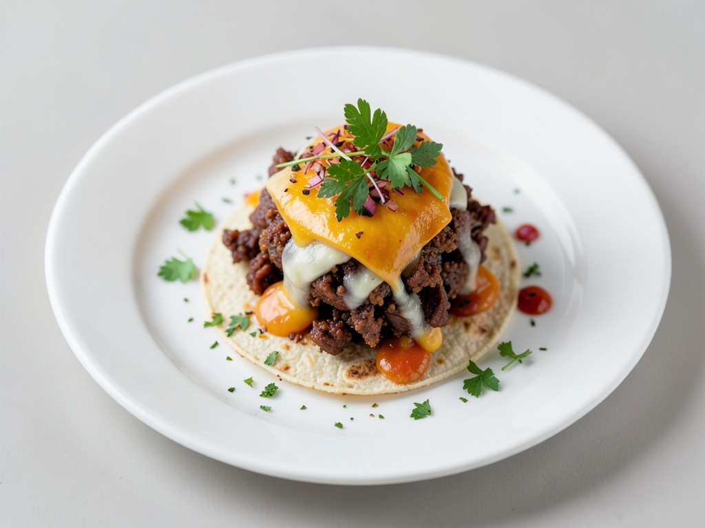 Tortilla croustillante au bœuf et au fromage