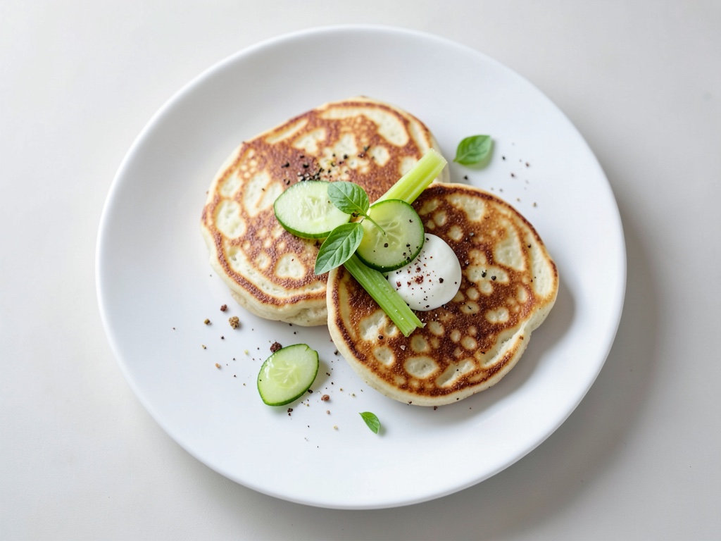 Crepes al formaggio croccanti con insalata fresca di cetriolo e finocchio