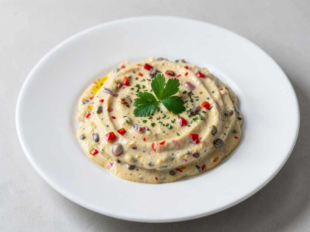 Crema di formaggio fuso con peperoni e cipolle