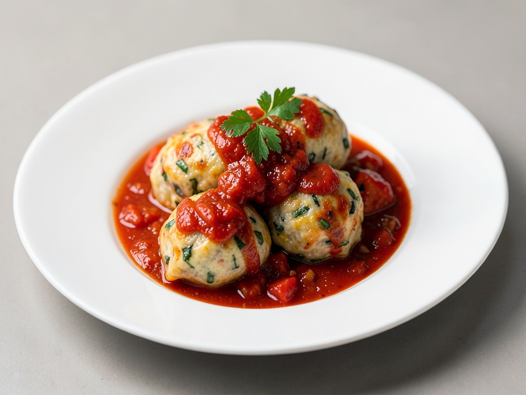 Bunte Käseklößchen mit Tomatensauce